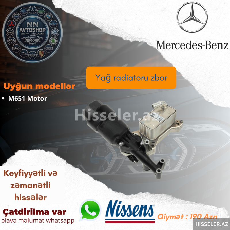Mercedes-Benz m651 motor yag radiatoru Mercedes-Benz m651 motor yag radiatoru