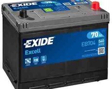 Akkumulyator EXIDE Excell 70 Ah R+ EB704